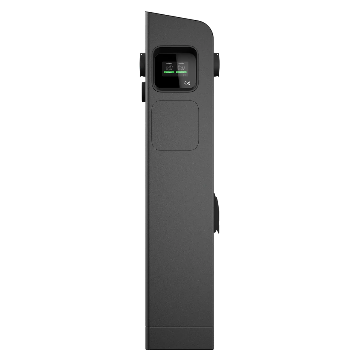 Etrel INCH DUO ar divām Type 2 rozetēm un LCD ekrānu